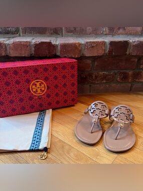 Tory Burch Light Tan Leather Miller Sandals